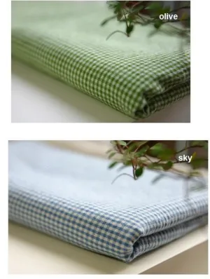 Plaid Cotton Fabric, Washing Cotton, 2 mm Plaid - Olive, Indi Pink, Sky, Mint, Red or Navy - Fabric By the Yard 414400