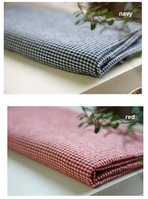 Plaid Cotton Fabric, Washing Cotton, 2 mm Plaid - Olive, Indi Pink, Sky, Mint, Red or Navy - Fabric By the Yard 414400
