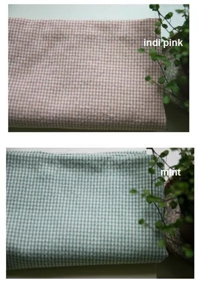 Plaid Cotton Fabric, Washing Cotton, 2 mm Plaid - Olive, Indi Pink, Sky, Mint, Red or Navy - Fabric By the Yard 414400