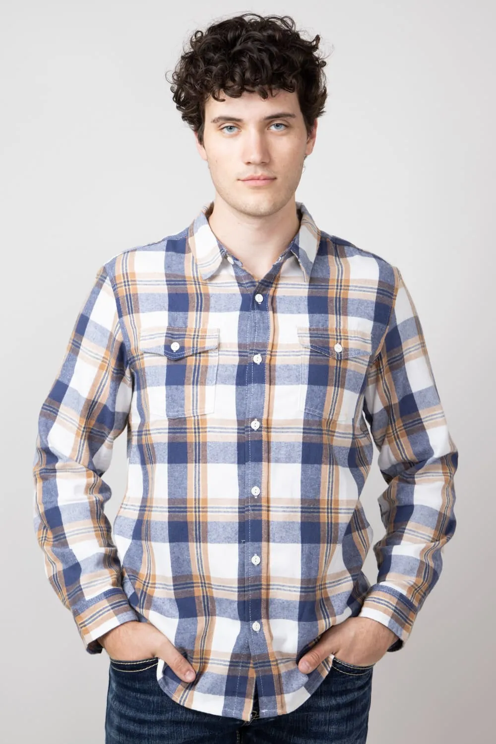 Plaid Flannel Shirt for Men in Ecru | TQ8281GL-ECRU