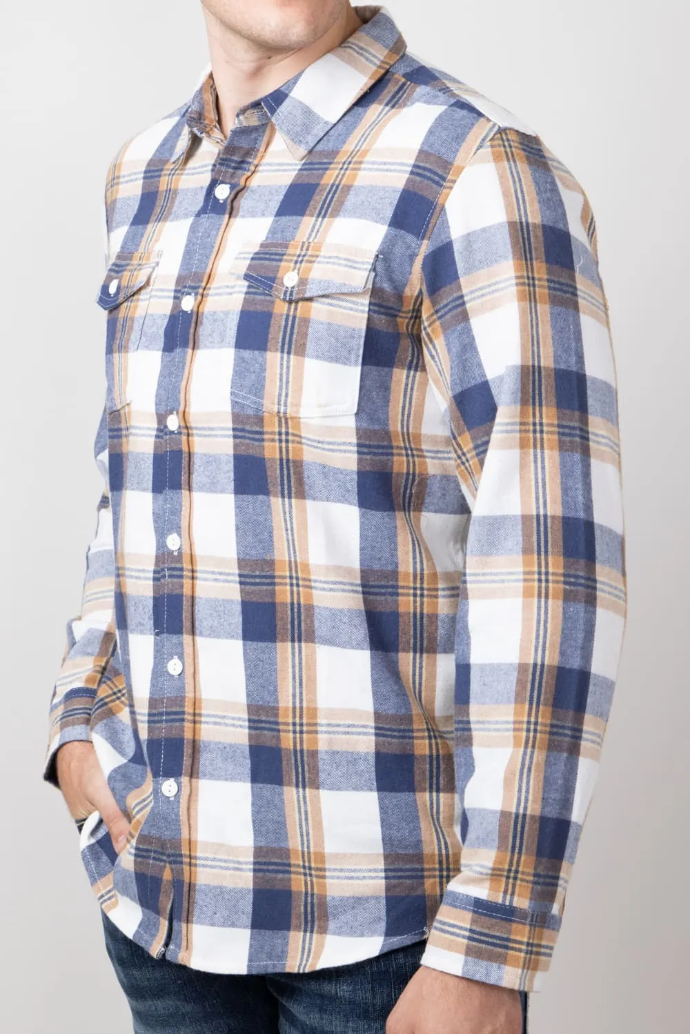 Plaid Flannel Shirt for Men in Ecru | TQ8281GL-ECRU