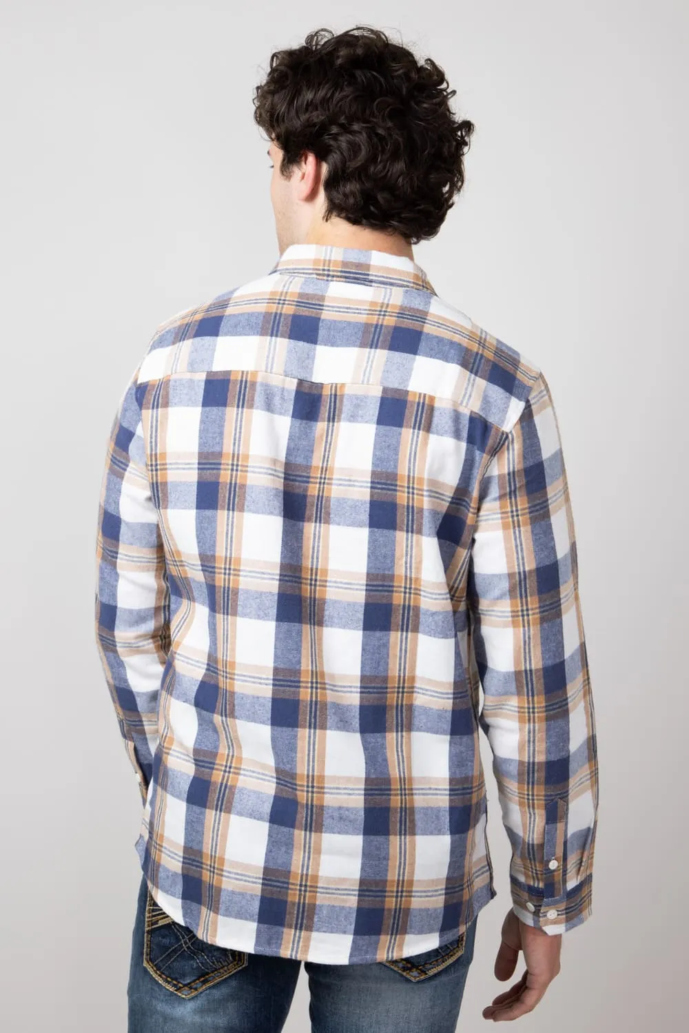 Plaid Flannel Shirt for Men in Ecru | TQ8281GL-ECRU
