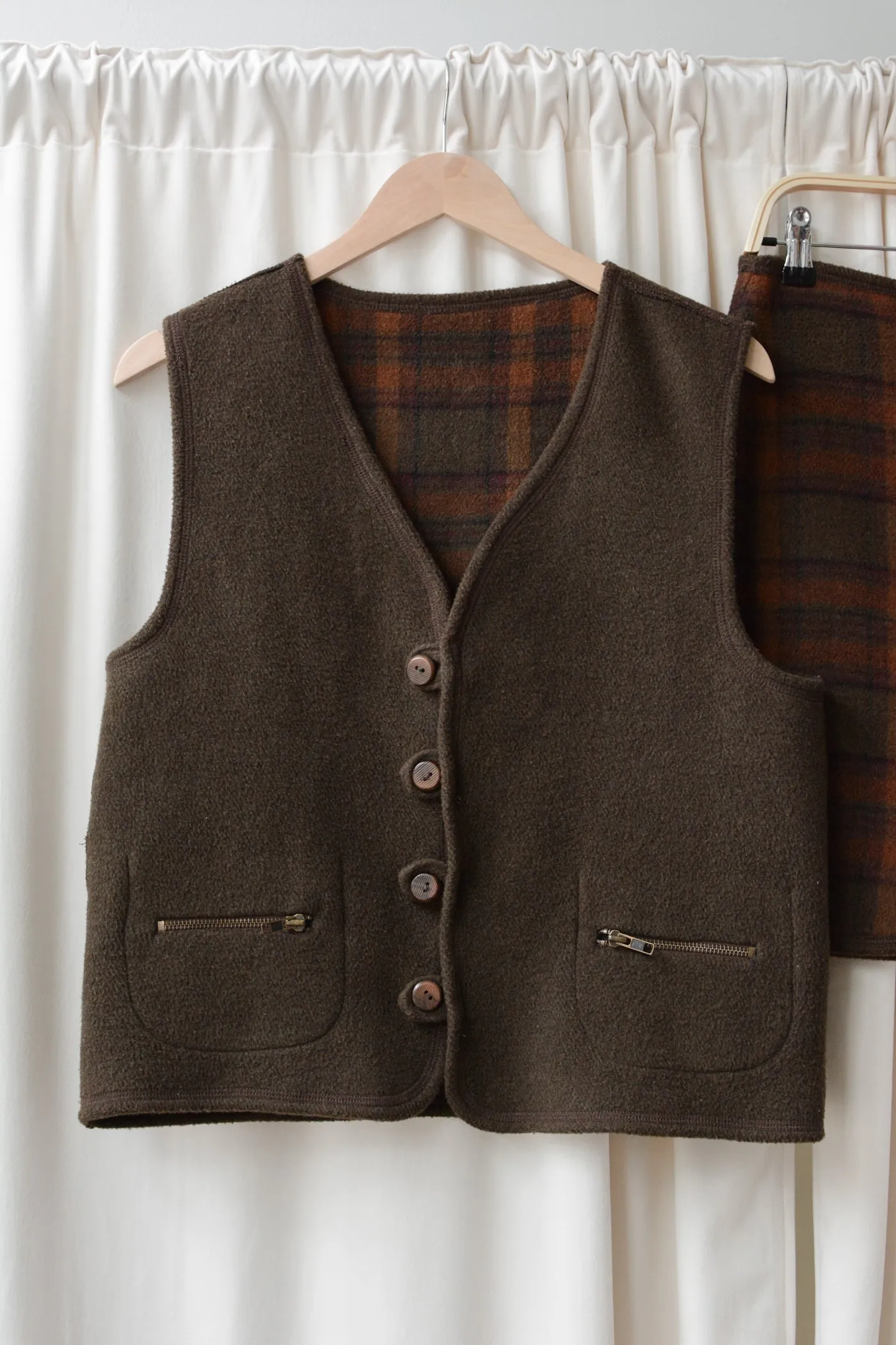 Plaid Flannel Vest Skirt Set