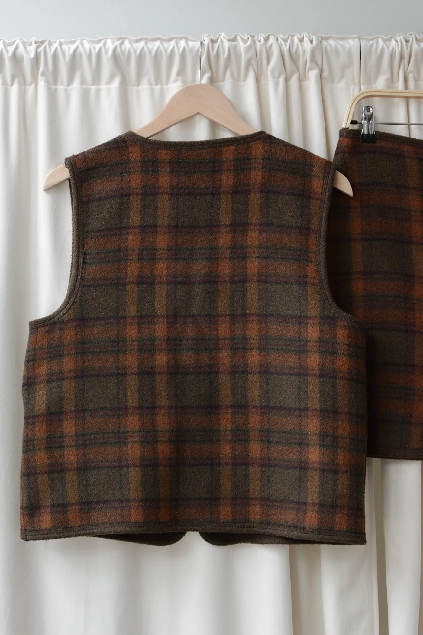 Plaid Flannel Vest Skirt Set