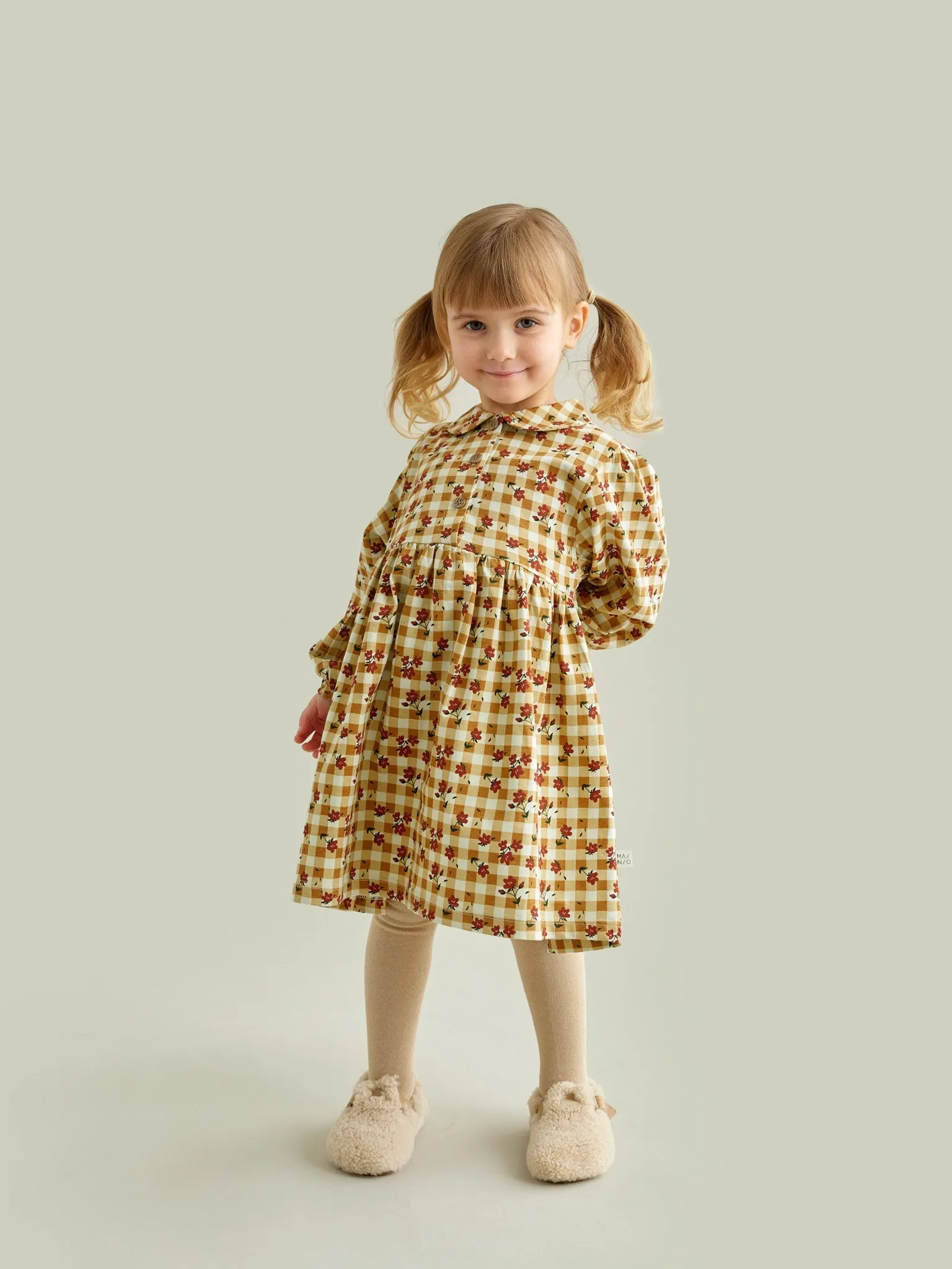 Plaid Flowers Dress by Mainio