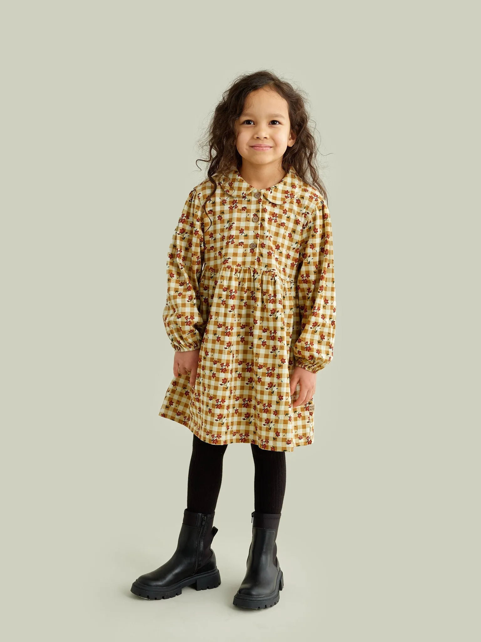 Plaid Flowers Dress by Mainio