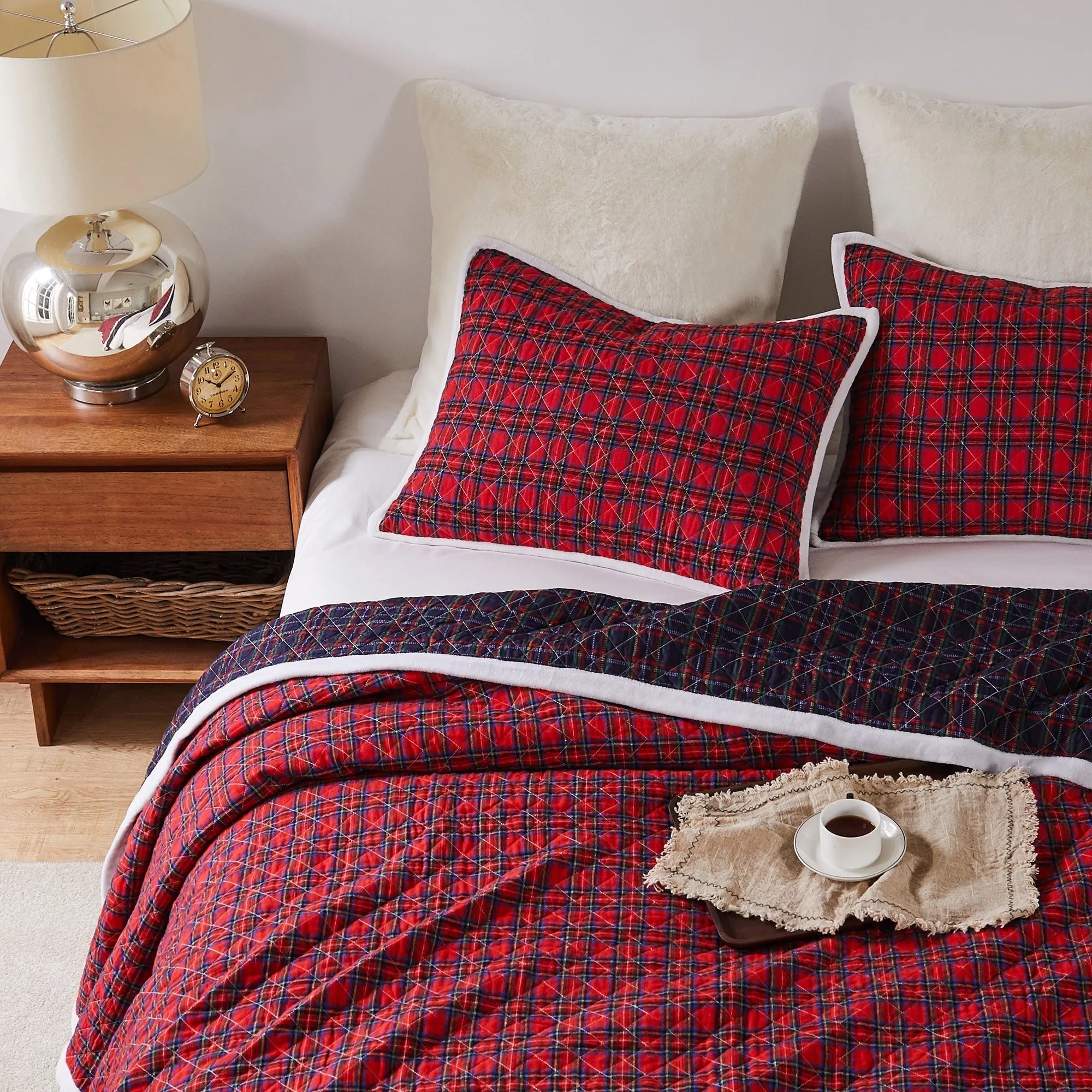 Plaid Fur Quilt Set