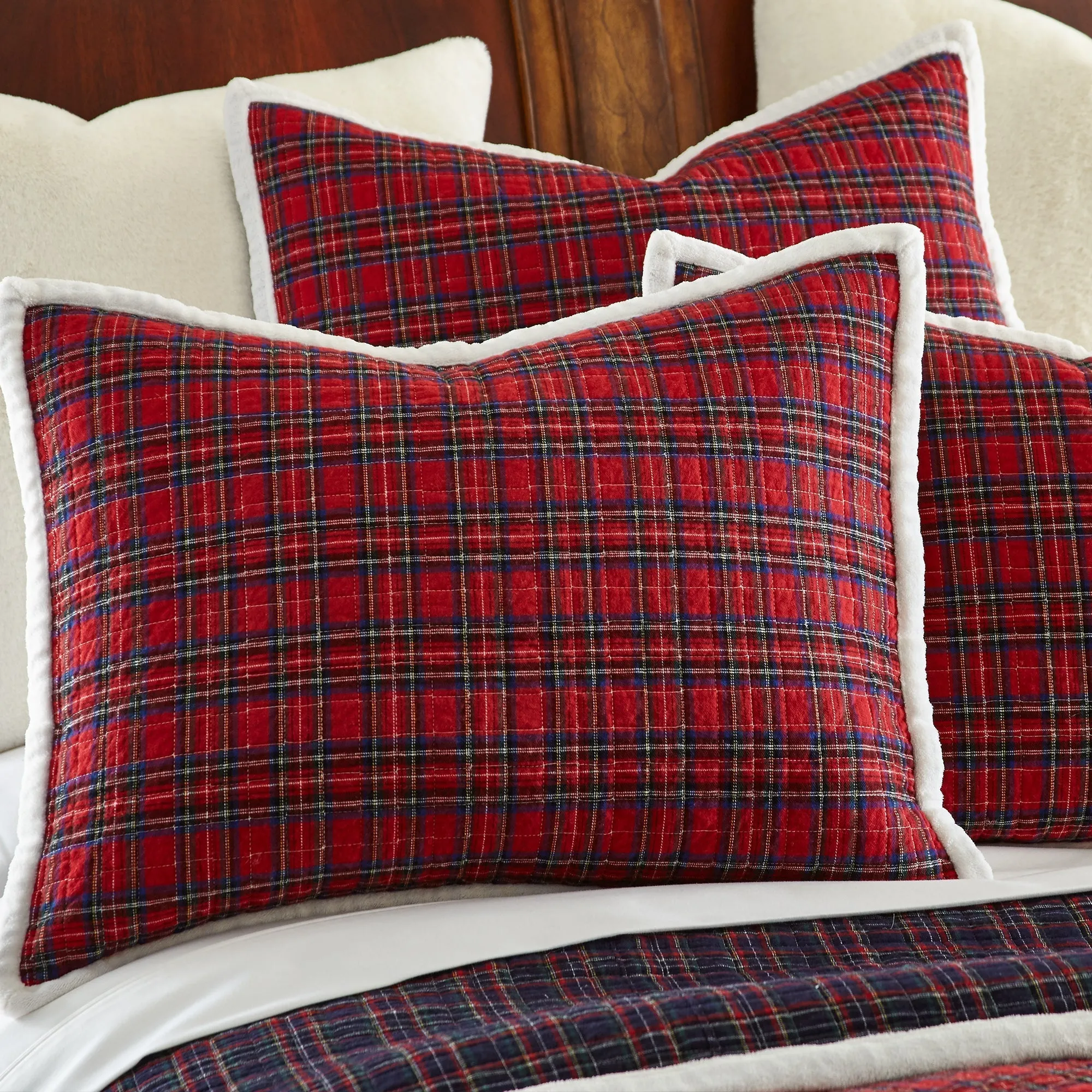 Plaid Fur Quilt Set