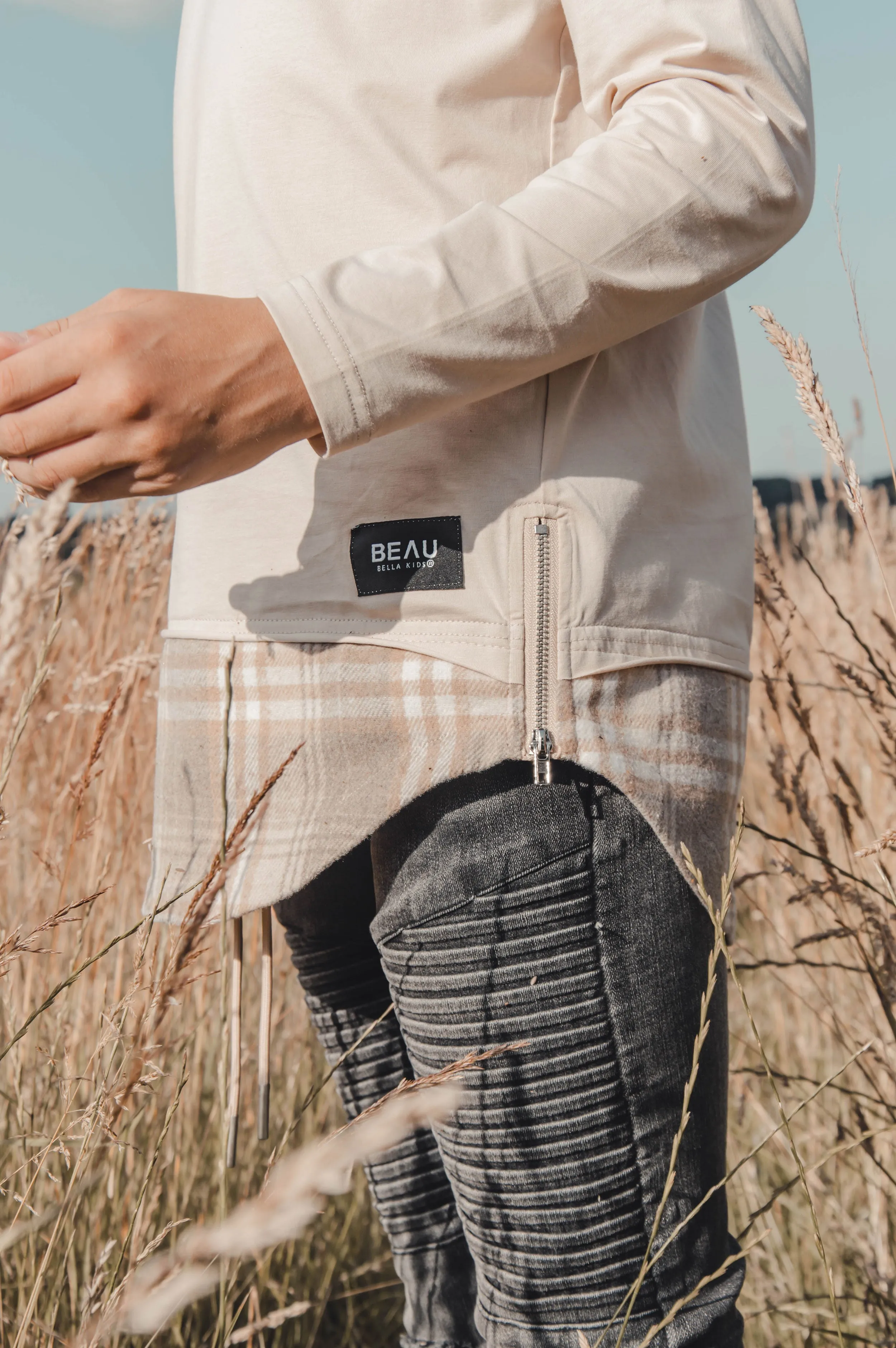 PLAID HEM TEE