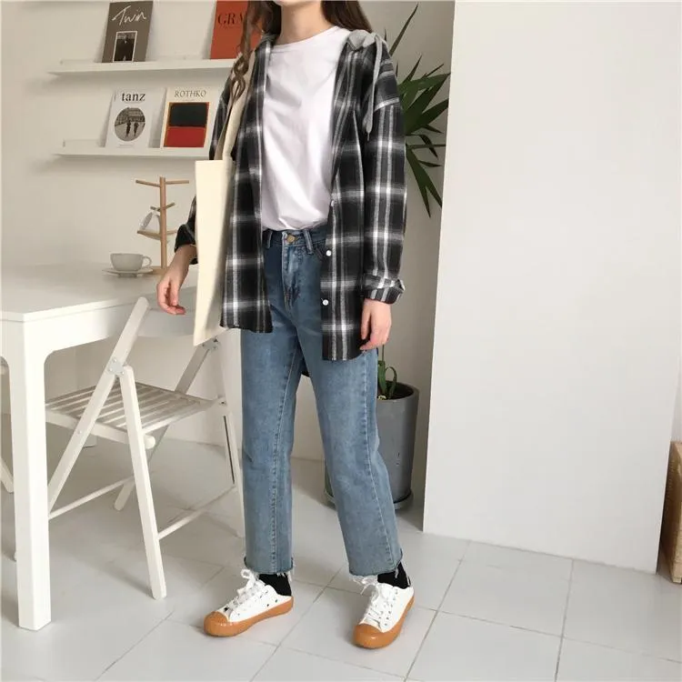 Plaid Hooded Shirt