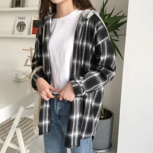 Plaid Hooded Shirt