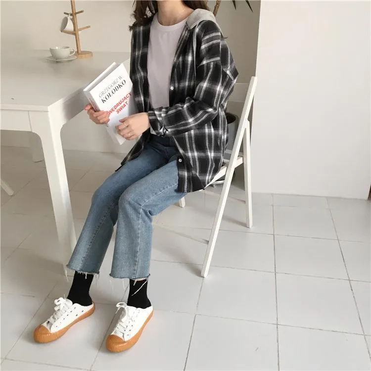 Plaid Hooded Shirt