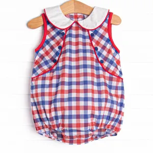 Plaid Patriot Sleeveless Bubble, Red