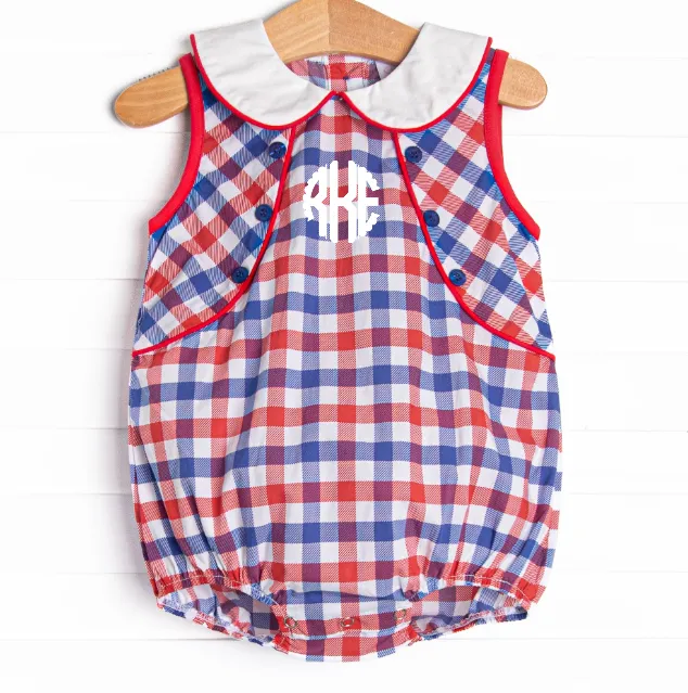 Plaid Patriot Sleeveless Bubble, Red
