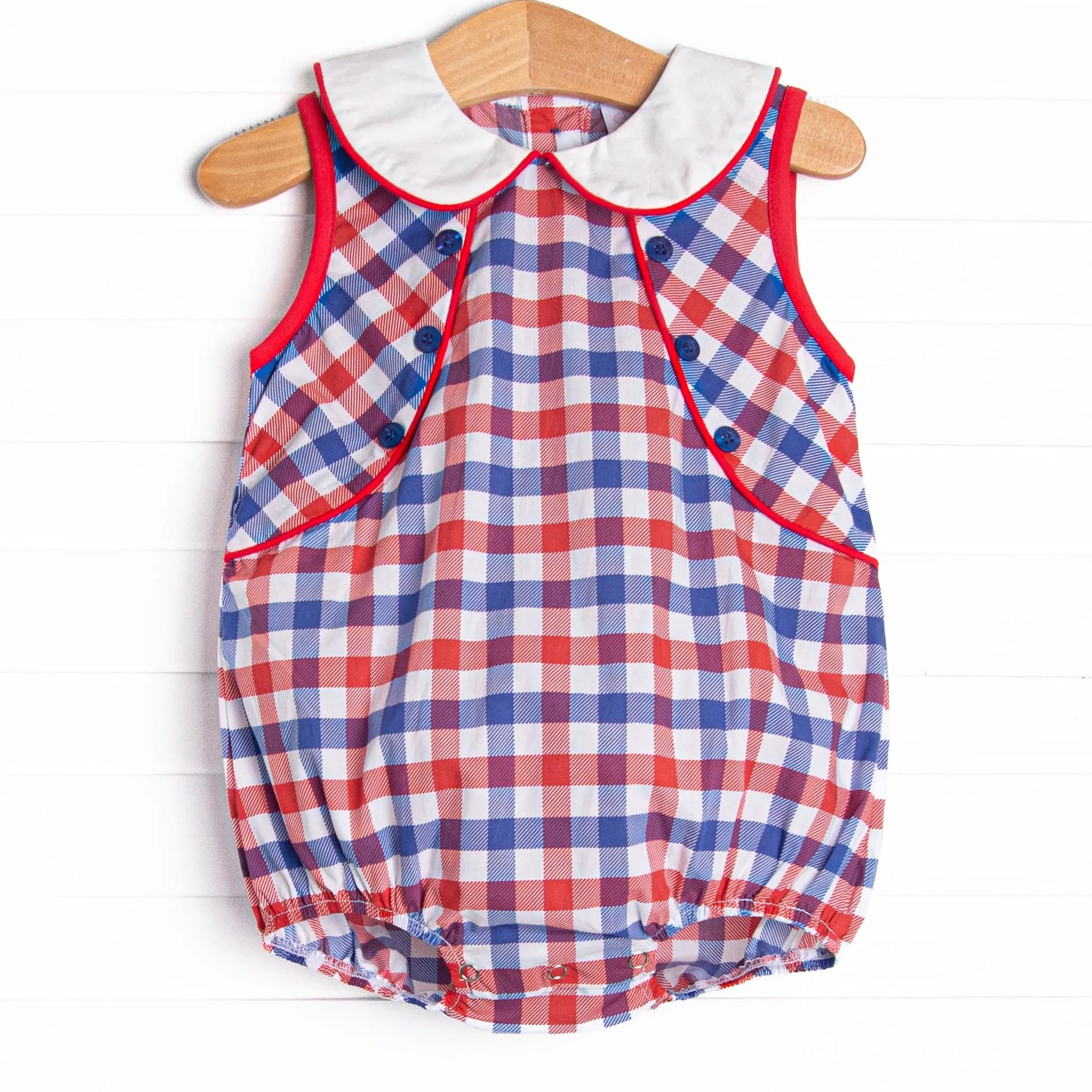 Plaid Patriot Sleeveless Bubble, Red