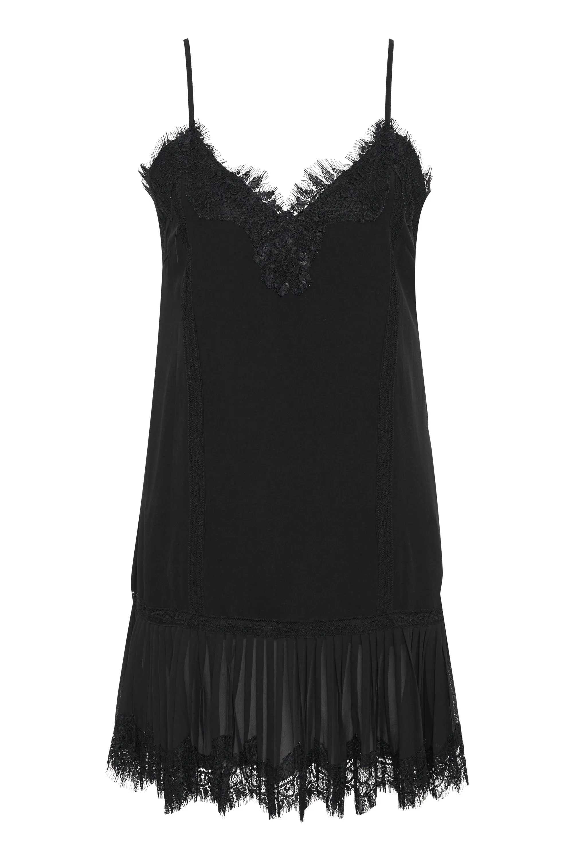 Pleated Lace Silk Dress