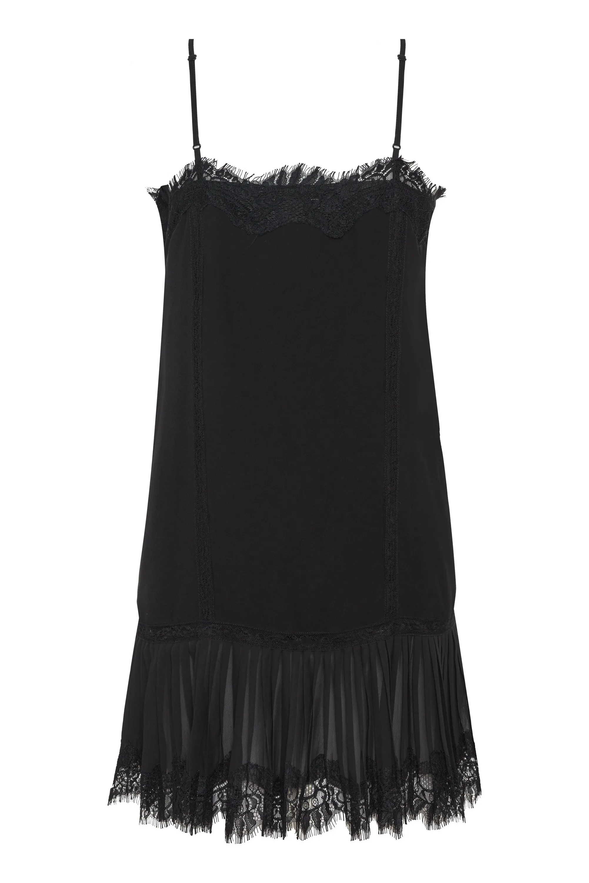 Pleated Lace Silk Dress