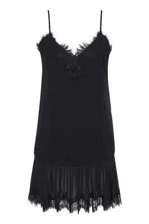 Pleated Lace Silk Dress