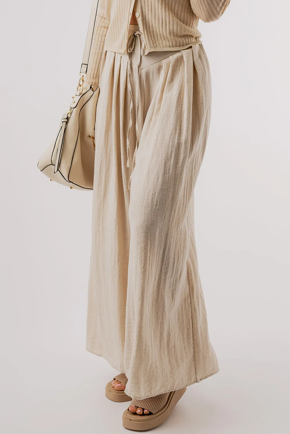 Pleated Wide Leg Casual Pants