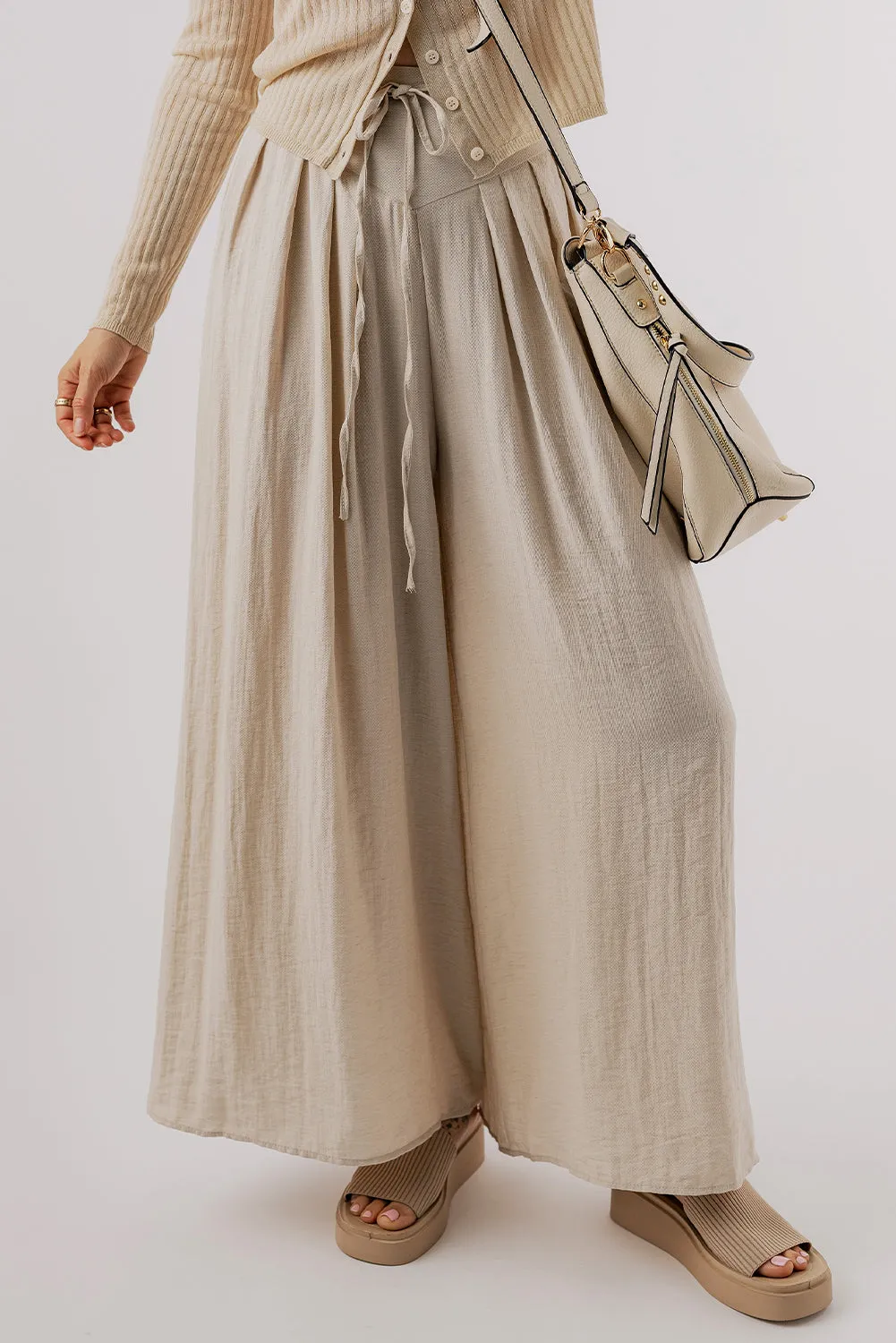 Pleated Wide Leg Casual Pants