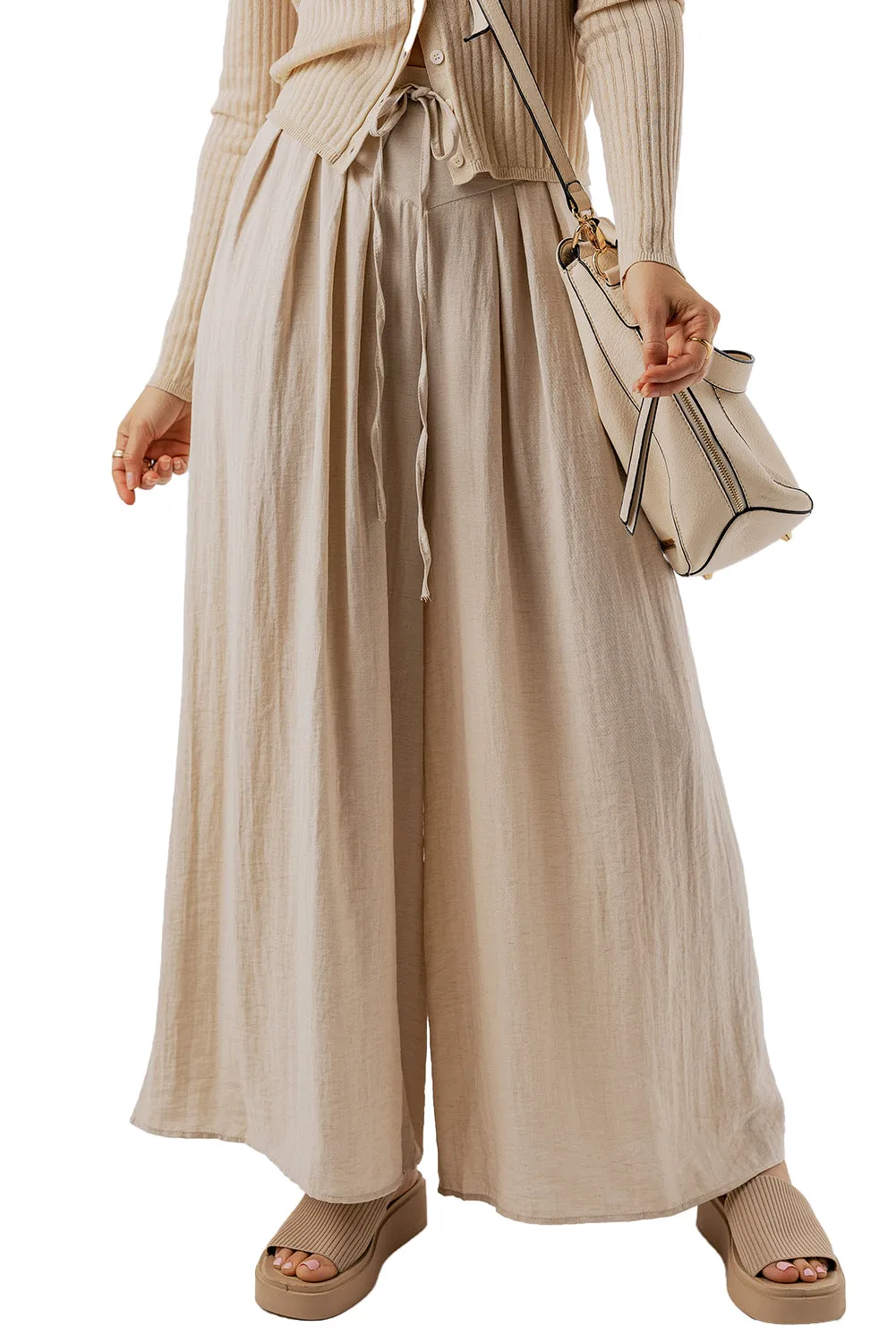 Pleated Wide Leg Casual Pants