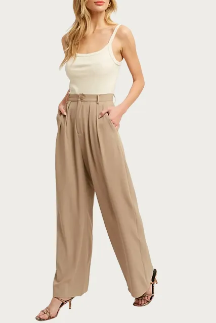 PLEATED WIDE-LEG PANTS