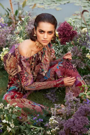 Plum Jumpsuit With Puff Sleeve