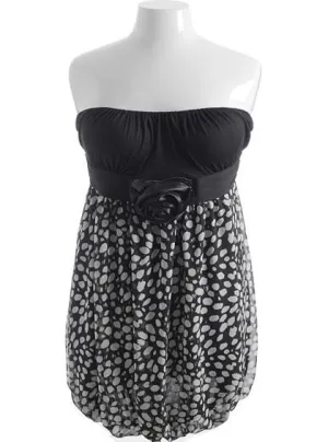 Plus Size Bubble Skirt Flower Tube Dress