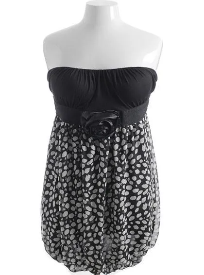 Plus Size Bubble Skirt Flower Tube Dress