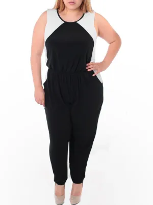 Plus SIze Colorblock Black Jumpsuit