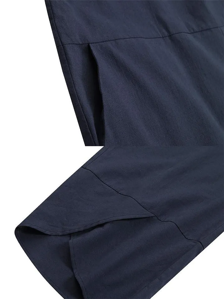 Plus Size Cotton Linen Dungarees Jumpsuits