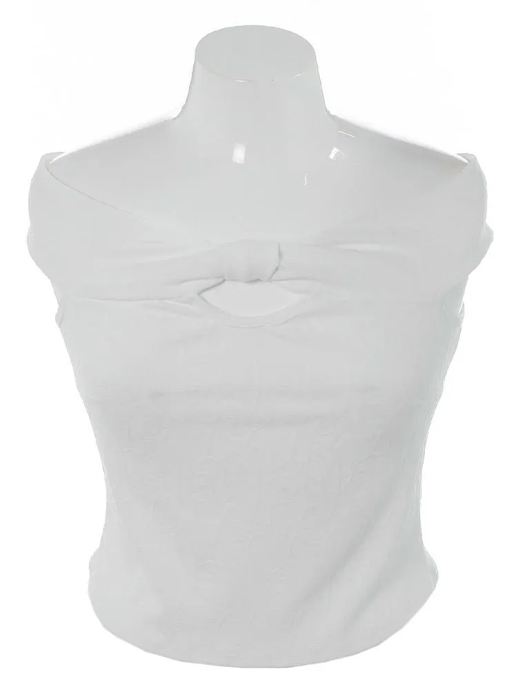 Plus Size Darling Bow Knot White Crop Top