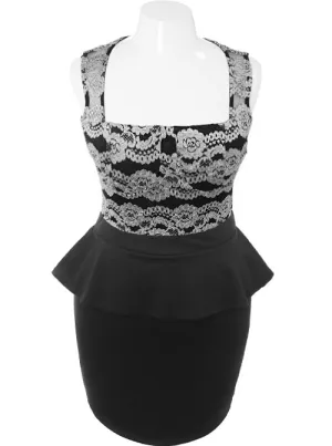 Plus Size Designer Peplum Silver Dress