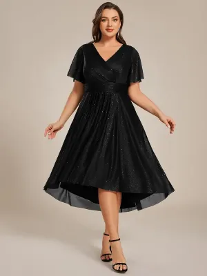Plus Size Dress Short Sleeve V-Neck A-Line