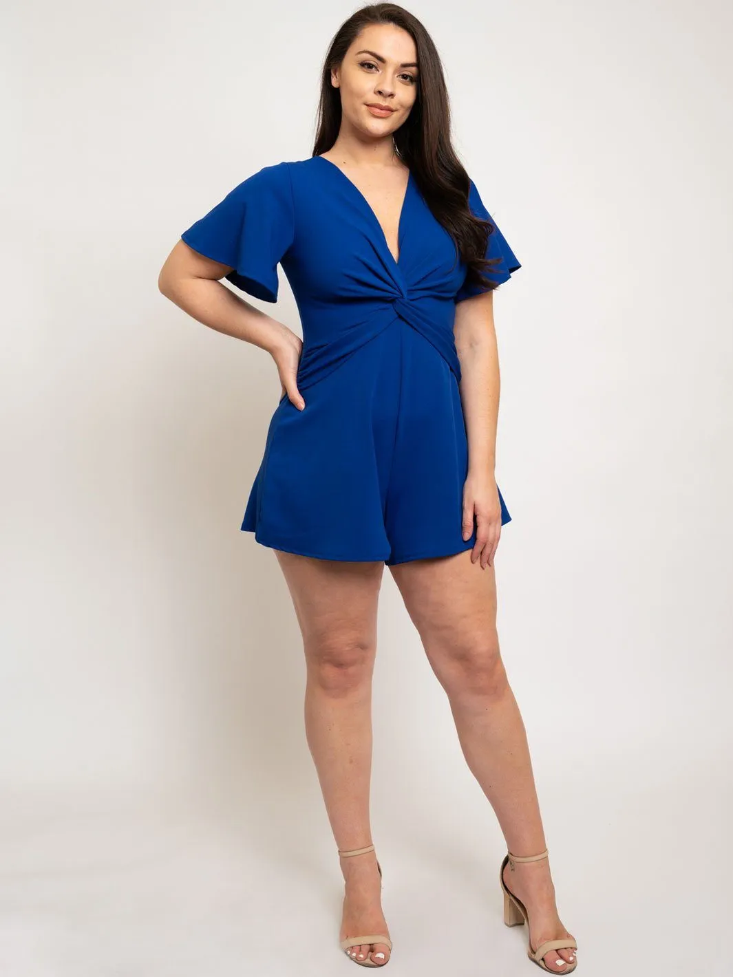 PLUS SIZE FRONT KNOT ROMPER