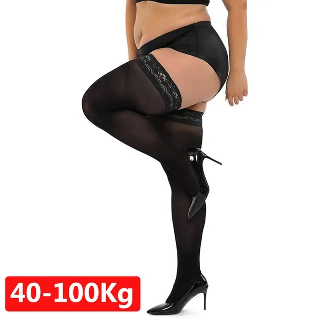 Plus Size Lace Top Stockings