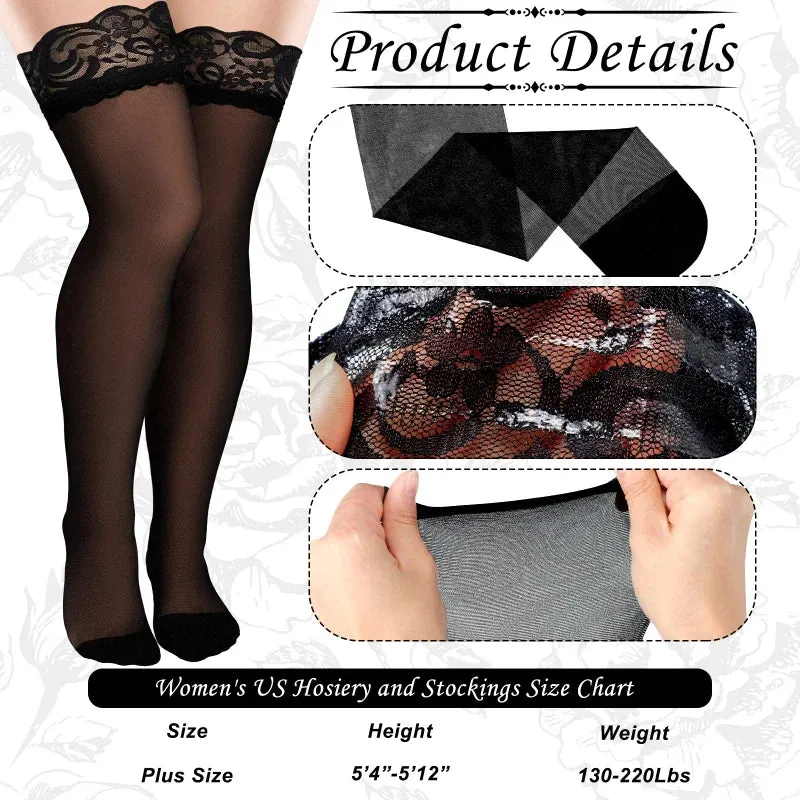 Plus Size Lace Top Stockings