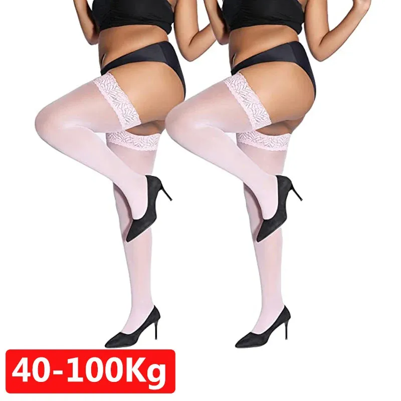 Plus Size Lace Top Stockings