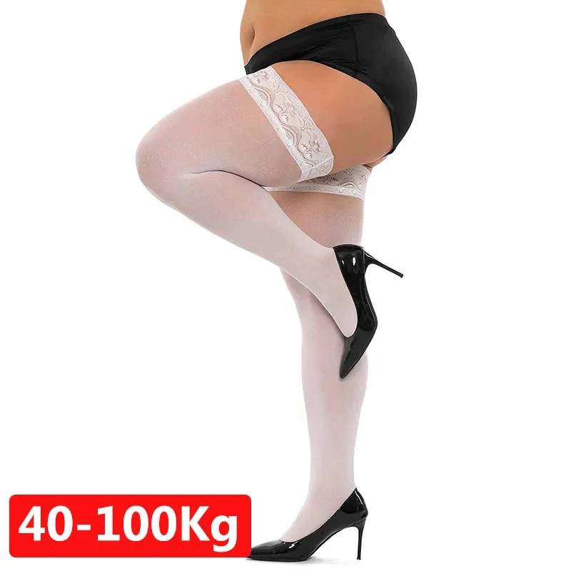 Plus Size Lace Top Stockings
