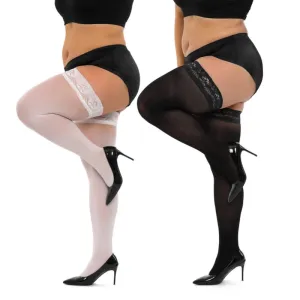 Plus Size Lace Top Stockings