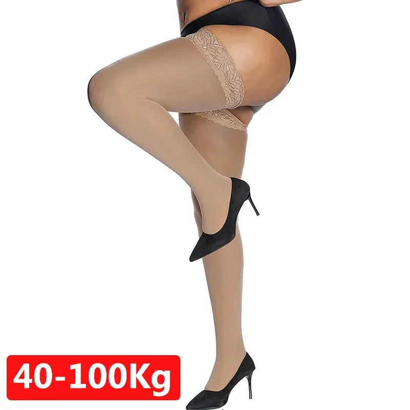 Plus Size Lace Top Stockings