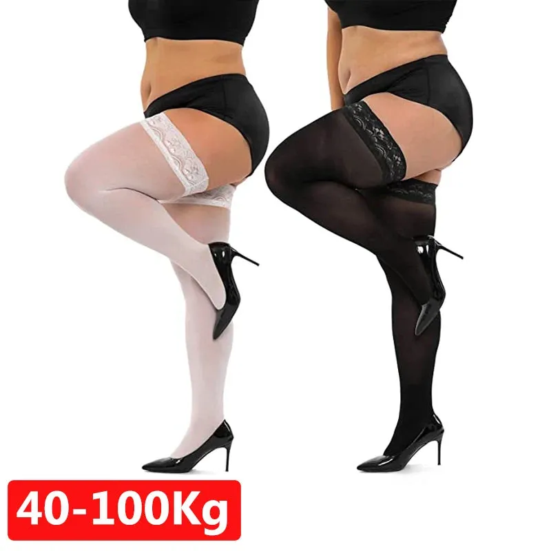 Plus Size Lace Top Stockings