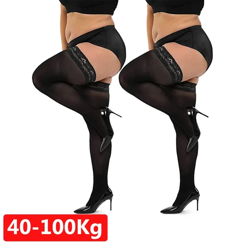 Plus Size Lace Top Stockings