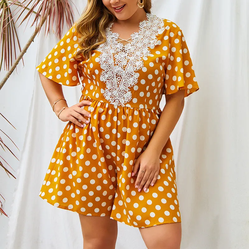 Plus Size Lace V-neck jumpsuit