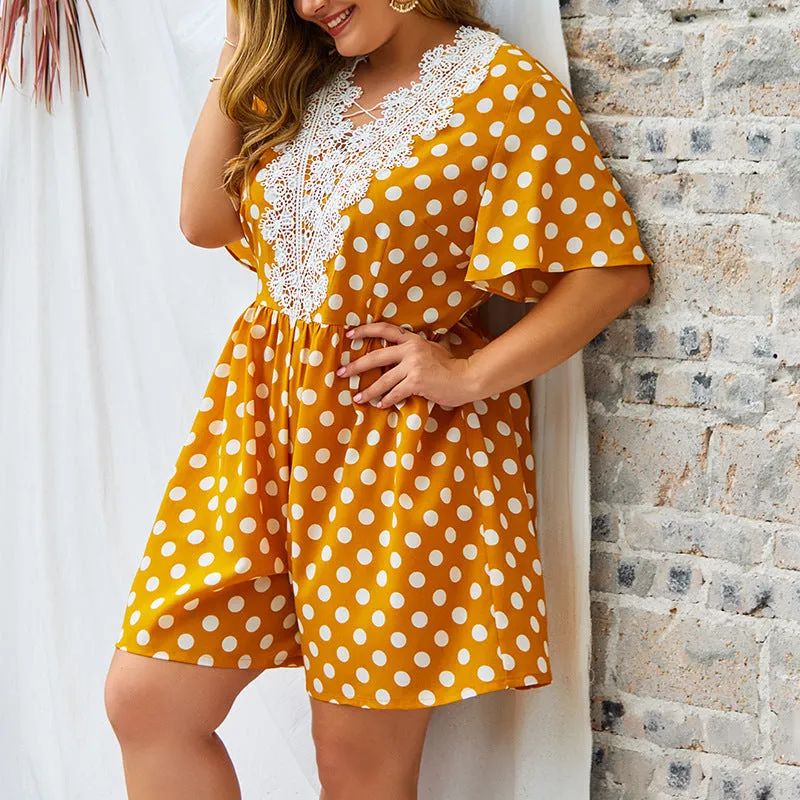 Plus Size Lace V-neck jumpsuit