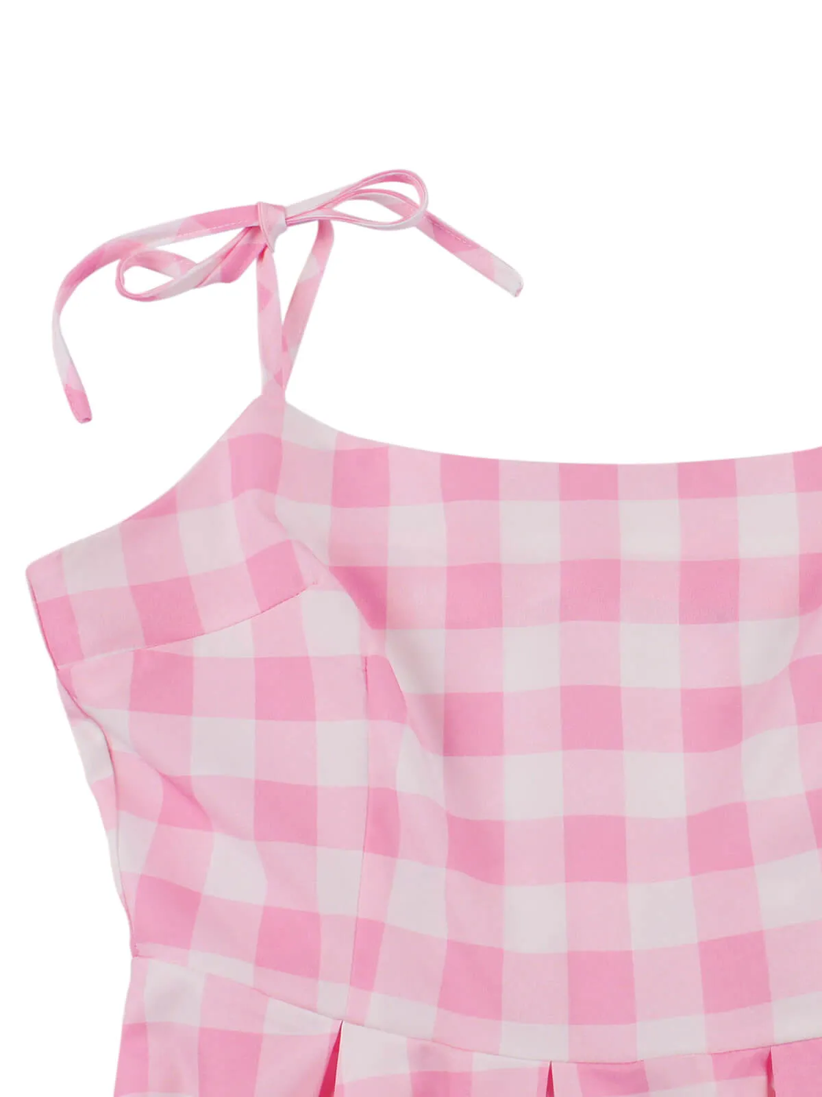 [Plus Size] Pink 1950s Plaid Strap Dress