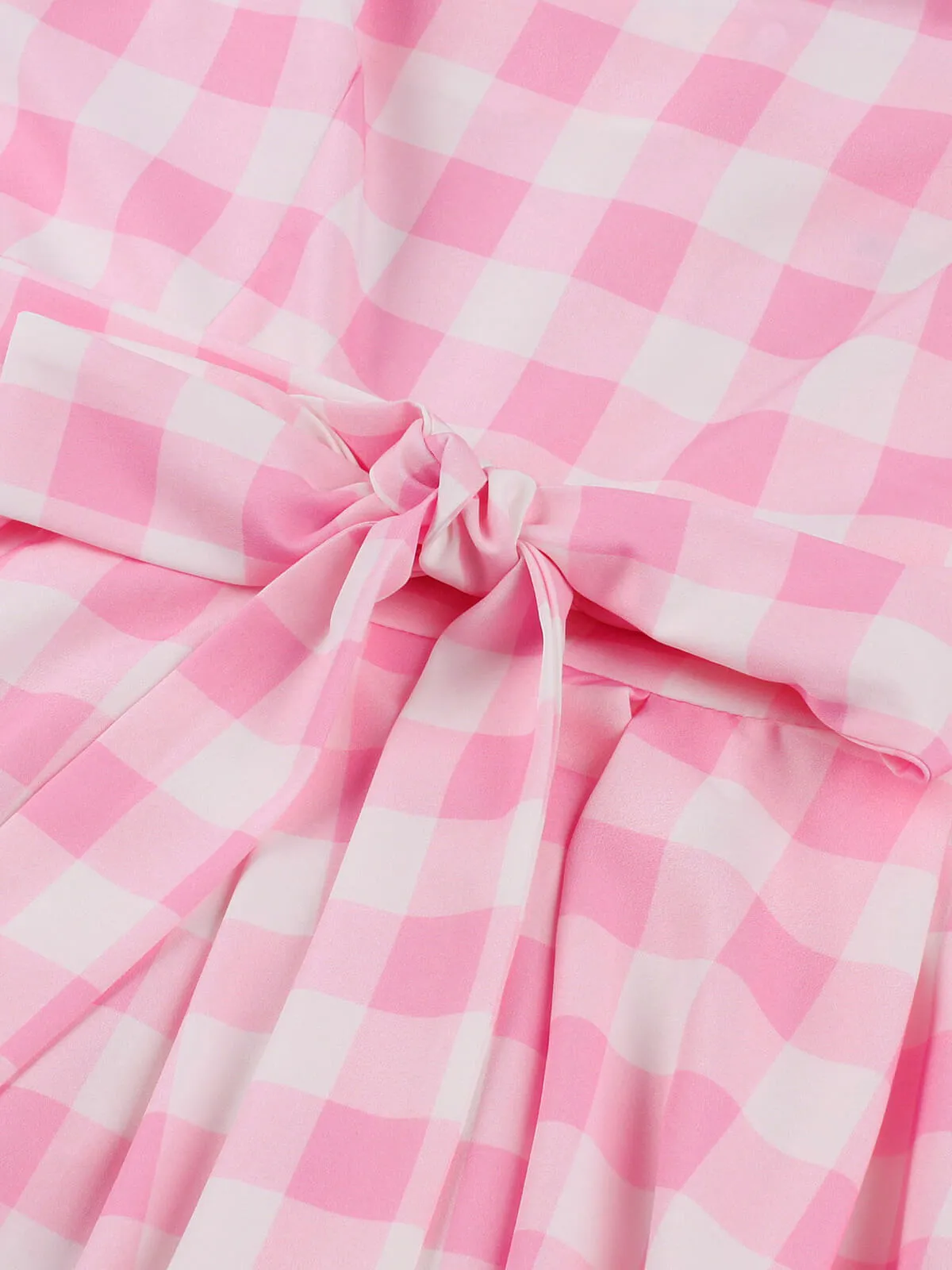 [Plus Size] Pink 1950s Plaid Strap Dress