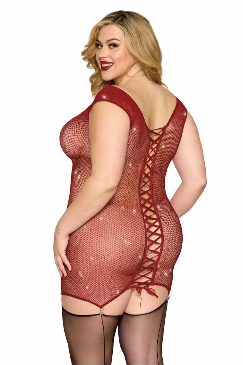 Plus Size Seamless Gater Slip with Rhinestones