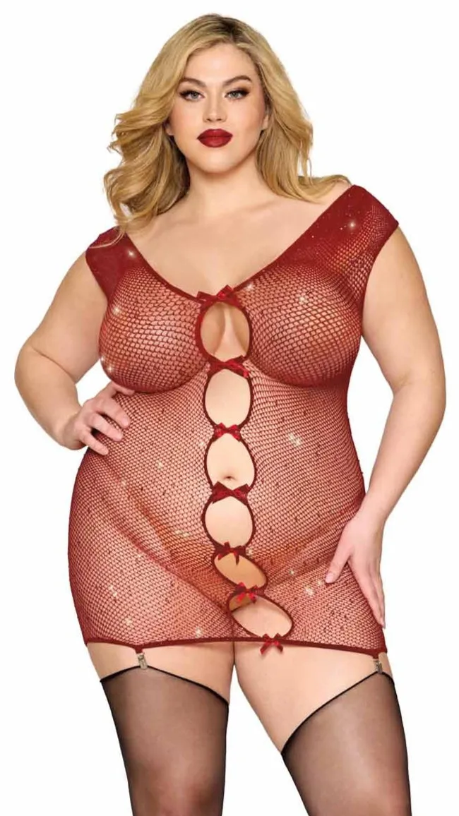 Plus Size Seamless Gater Slip with Rhinestones
