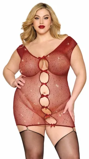 Plus Size Seamless Gater Slip with Rhinestones